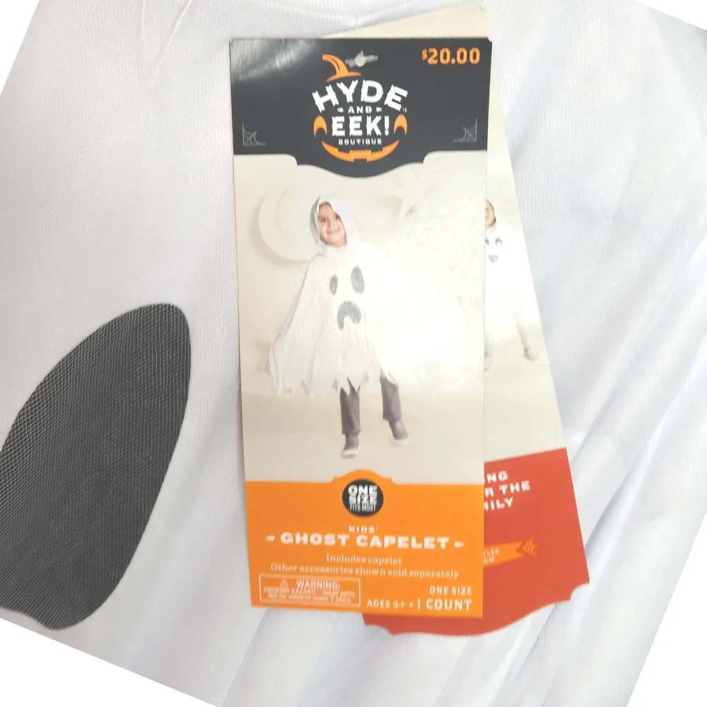 Kids White Ghost Costume Hoodie with Face Graphic